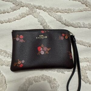 Coach Floral Black Wristlet Clutch